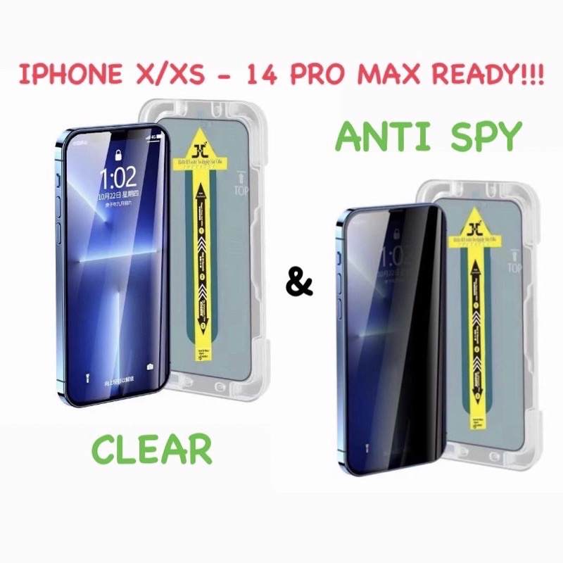 Tempered Glass Premium iPhone 14 Pro Max 14 Plus - 13 Pro Max 13 Mini - 12 Pro Max 12 Mini - 11 Pro Max - X XR Xs Max Full Cover Screen Superfit Clear Anti SPY