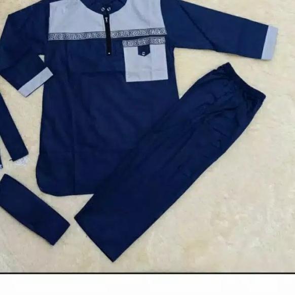 setelan koko anak laki laki baju muslim pakistan panjang usia 1-12 thn - navy, 1-2thn