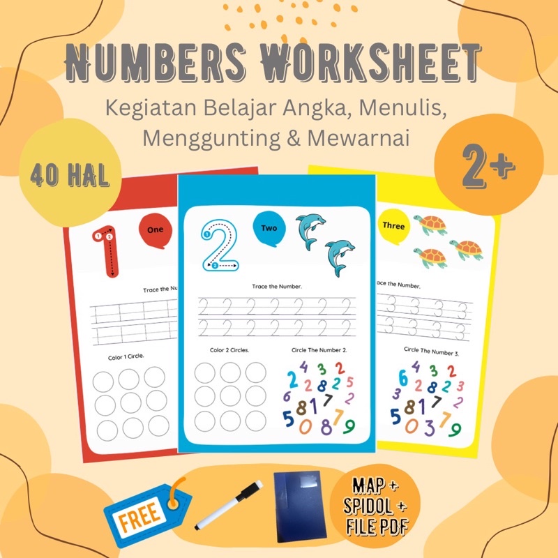 

Worksheet Anak Usia 3 tahun 2 4 5 years pra TK PAUD Preschool lembar Kerja buku Edukasi Montessori mengenal belajar angka Number tracing Line menulis wipe and clean aktivitas pertamaku