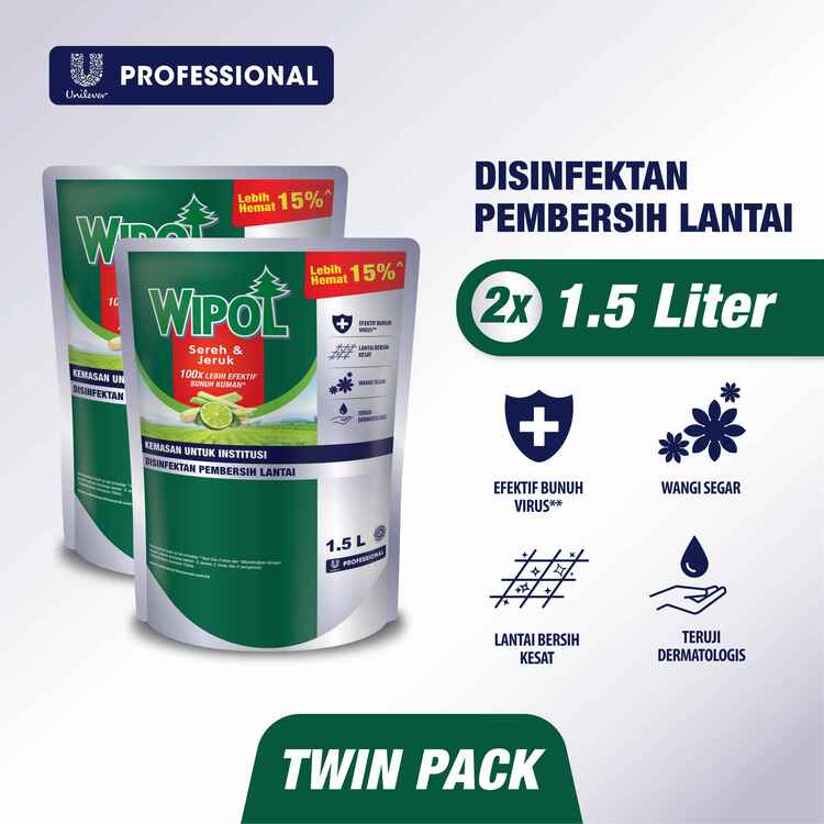 Wipol Professional Pembersih Lantai Karbol Sereh Jeruk 1.5 Liter