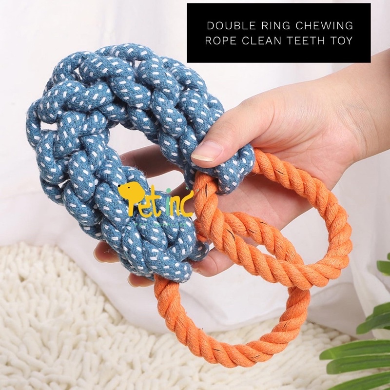 Double ring chewing rope clean teeth toy