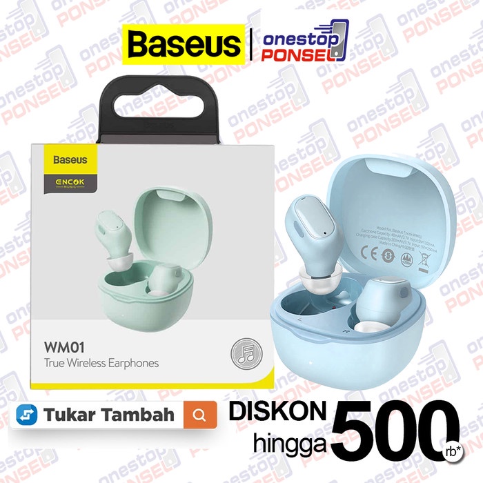 Baseus TWS True Wireless Bluetooth Earphone Earbuds Headset Encok WM01