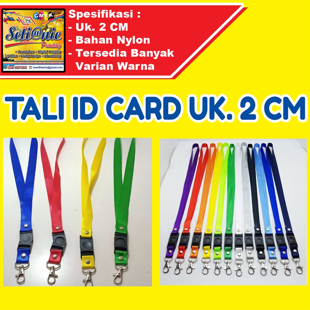 

TALI ID CARD 2 cm / Tali id card 2cm / Tali id card /Tali lanyard / Gantungan nametag / bahan nylon, stoper, cantelan
