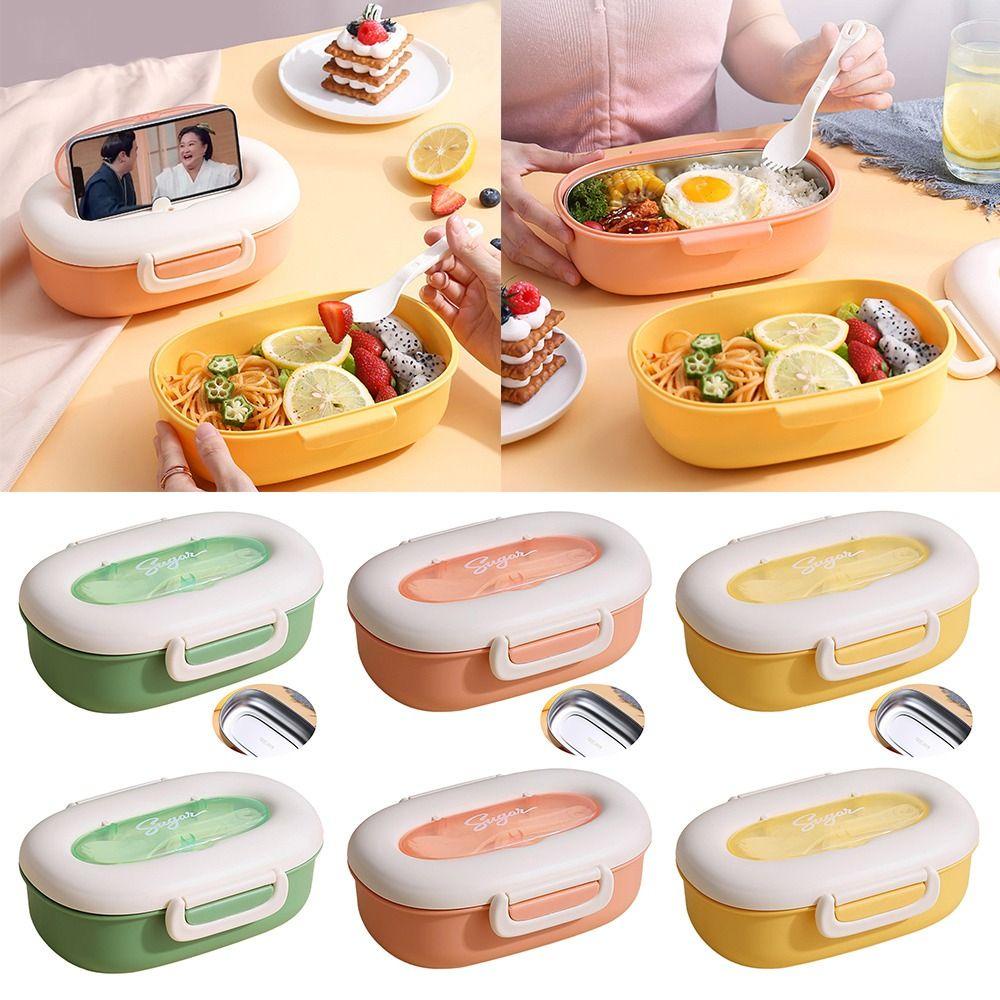 Preva Kotak Makan Portable Persegi Panjang Grid Untuk Siswa Pekerja Kantor Wadah Makanan