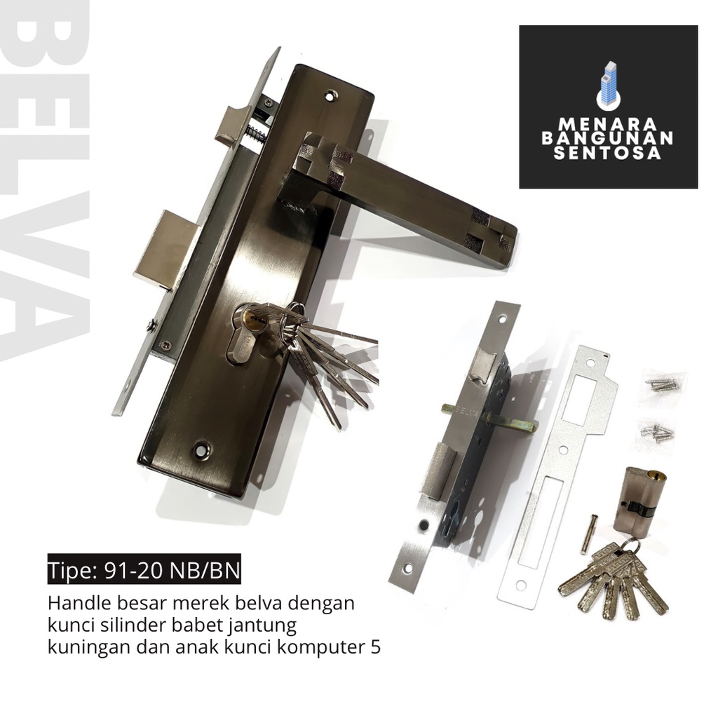 [Seri Hitam] Handle Pintu Set Besar Belva - Kunci Tarikan Pegangan Gagang Kotak Jagung