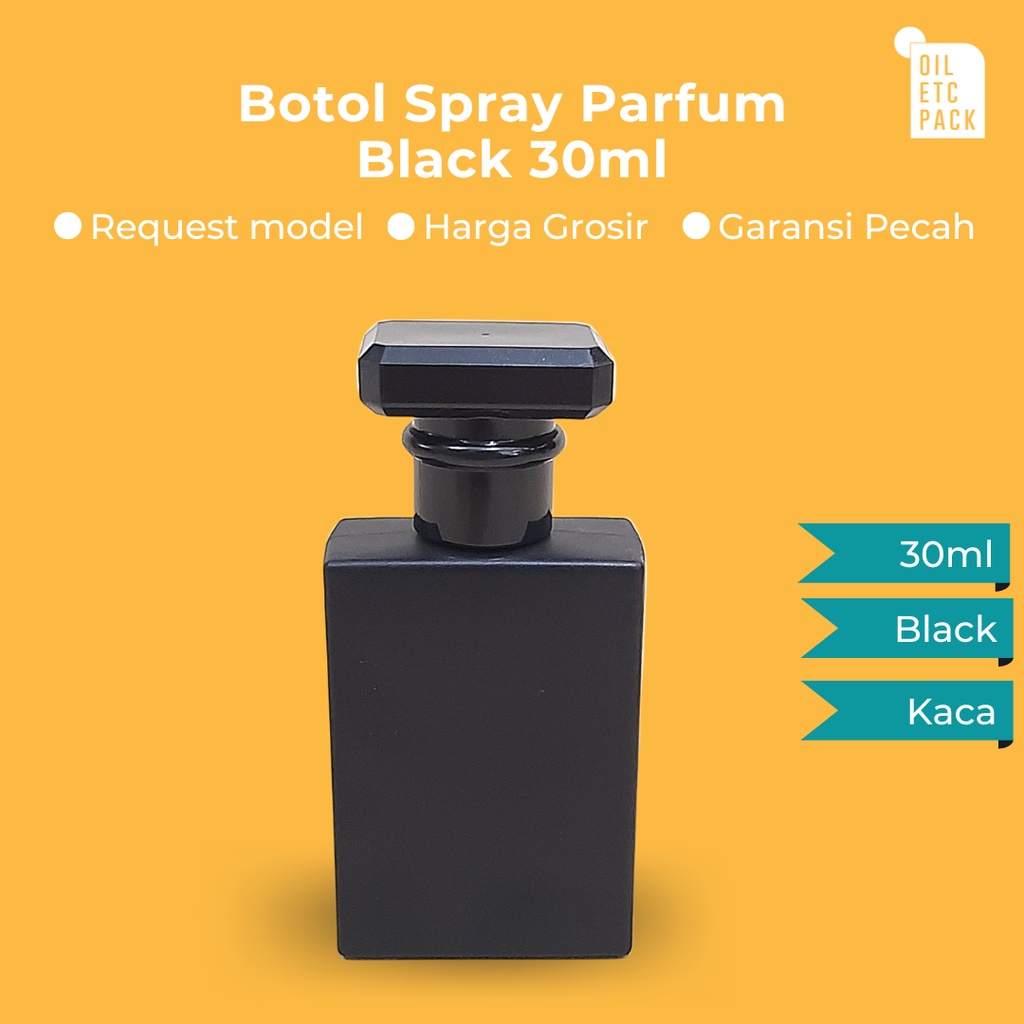 Botol CHNL Spray Parfum Black 30ML Drat/Putar  (TANPA ALAT) / Wadah Kosong Isi Ulang Minyak Wangi Travel Unik