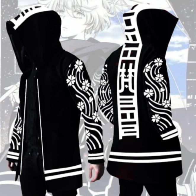 Jaket Jubah Jumbo Sweater Anime Tokyo Revengers Tokyo Brahman Senju - Hitam, L