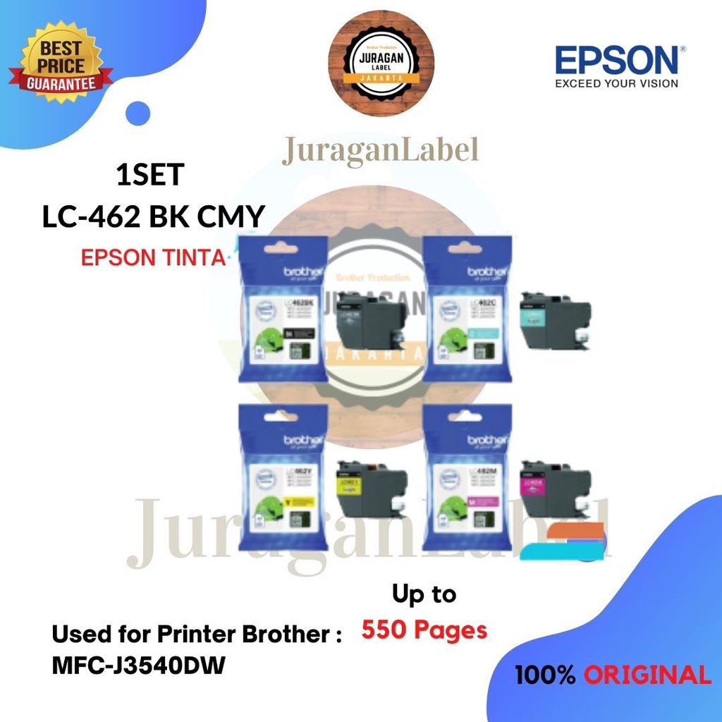 Jual Brother Ink LC-462 1 Set BK CMY For MFC-J3540DW Tinta LC462 ...