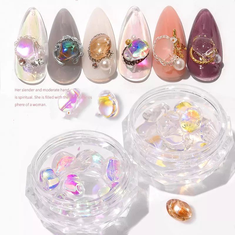 New 10Pcs Crystal Clear Stone Dekorasi Nailart / Batu Permata Rhinestone Hiasan Kuku Gaya Jepang Best Seller