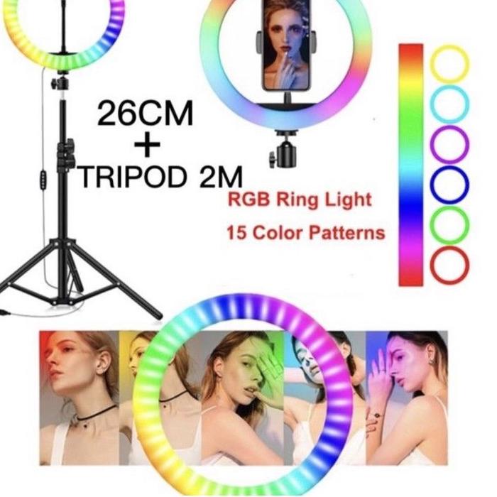 ㅇ Tripod 2.1 M Ring Light 26cm Ring light Selfie RGB M26 3118 3130 Besi Selfie Tripod 2.1M ぱ