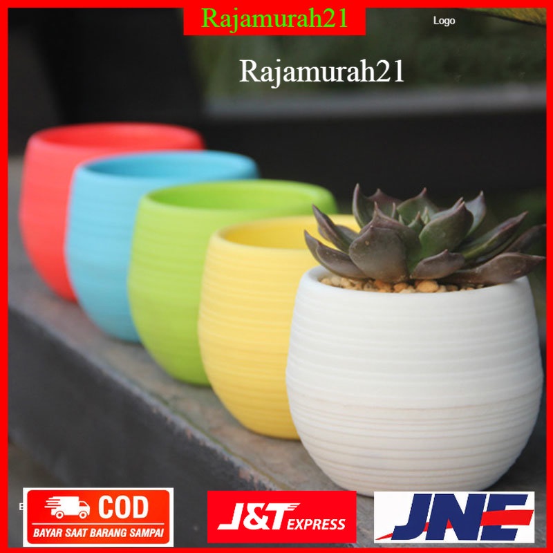 Mini Pot Bunga Hias Kaktus Tanaman - 5 PCS - Multi-Color - OMHARNMC