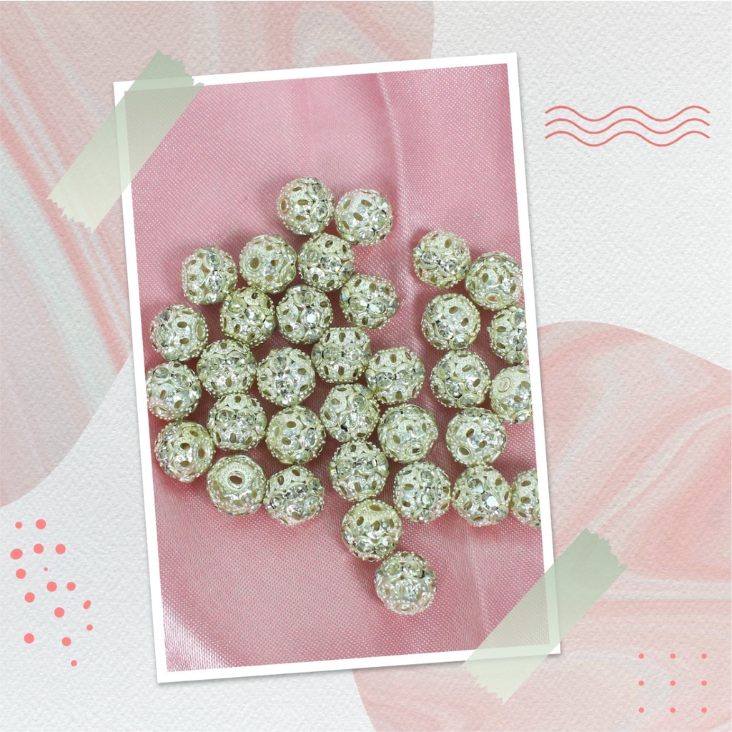 Manik Manik Bola Kristal Silver Aksesoris Gelang BL01