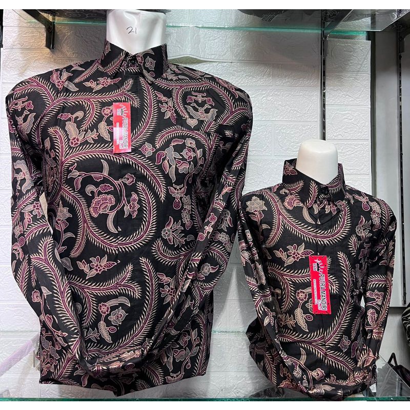 Tati Batik Store,Batik Couple Ayah dan Anak Laki-Laki Pria,Lengan Panjang Katun Premium Modern Terba