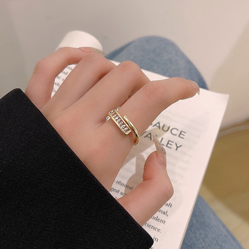 Cincin Zircon Double Layer Adjustable Untuk Wanita