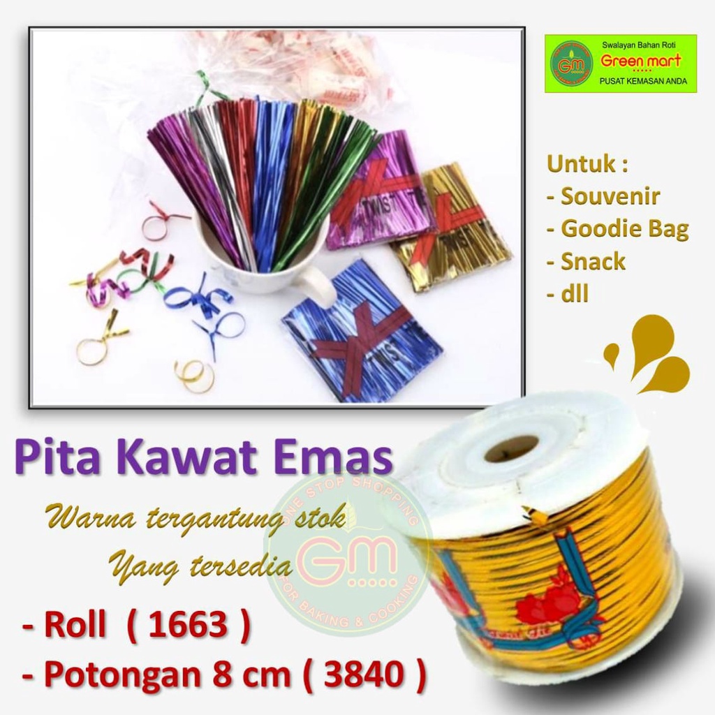 Pita Kawat Emas Pita Kawat Souvenir Tali kawat Hias Potongan Twist Tie Ukuran Panjang 8 cm 1 Pack. 3