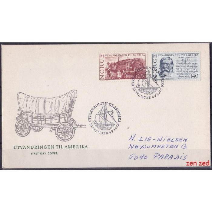 

A180 Perangko FDC SHP Norwegia 1975 The emigration to America 1 Pcs
