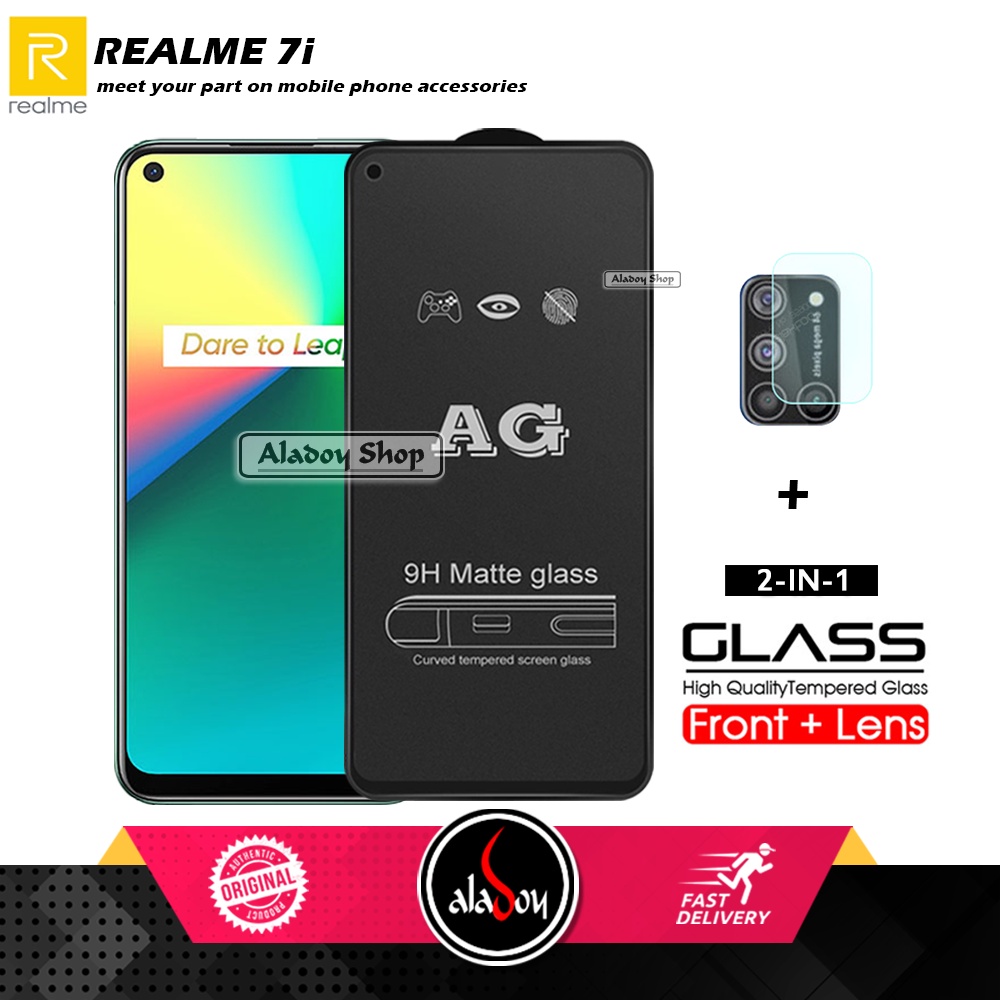 Realme 7I PAKET 2IN1 Tempered Glass Matte Anti Glare Full Layar dan Tempered Glass Kamera