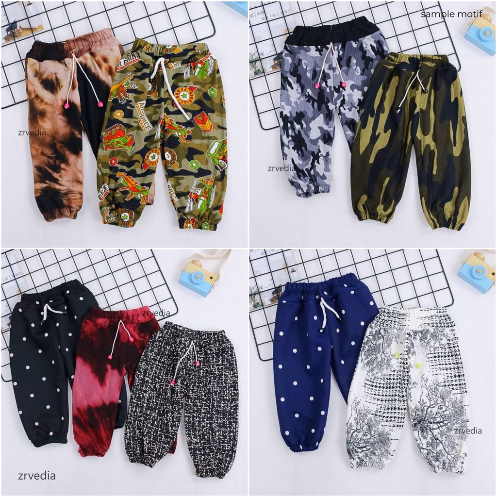 Jogger Motif Uk. 1-2 tahun / Celana Joger Panjang Anak Perempuan Murah Pants Motif Batik Stripe Adem