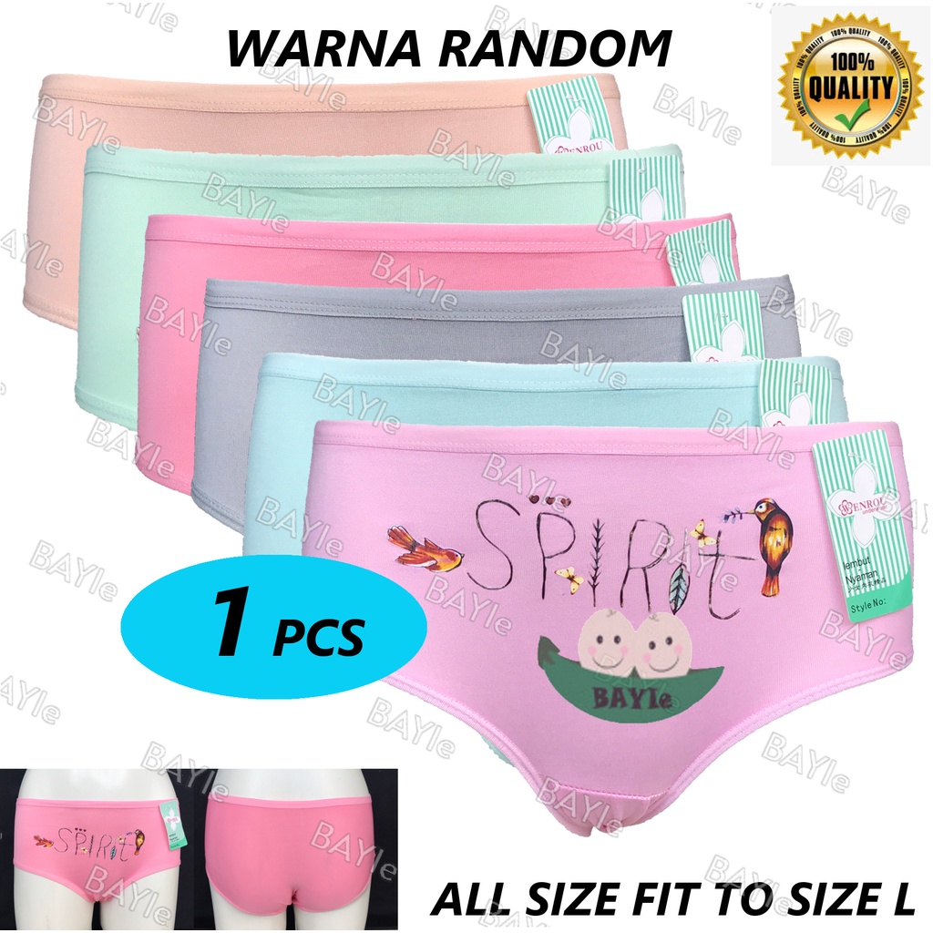 BAYIe - 1 PCS Celana Dalam/ CD Wanita Remaja WEN ROU Motif SPIRIT / CD Perempuan Multi Colour ALL SIZE FIT TO Size L