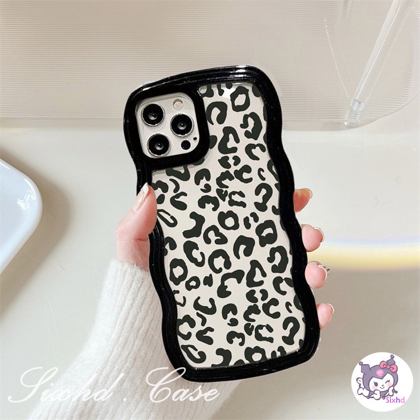 Compatible For iPhone 14 13 12 11 Pro Max SE2020 X XR Xs Max 7 8 6 6s Plus Case Ins Purple Oil Painting Leopard Wave Edge Soft Shockproof Cover