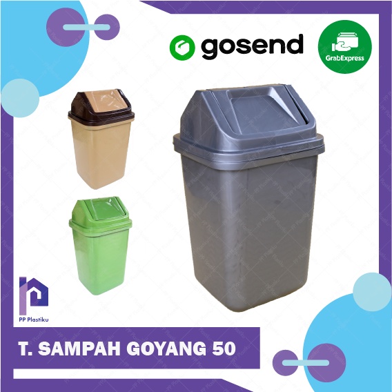 TEMPAT SAMPAH + TUTUP GOYANG 50 LITER [L] / TONG SAMPAH - PLASTIK
