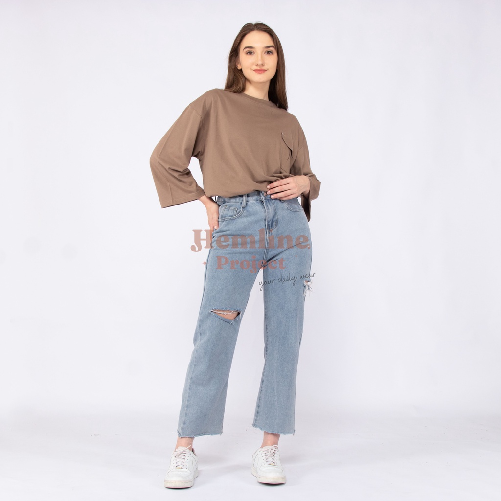 Haura Oversized Plain Top Maple Brown