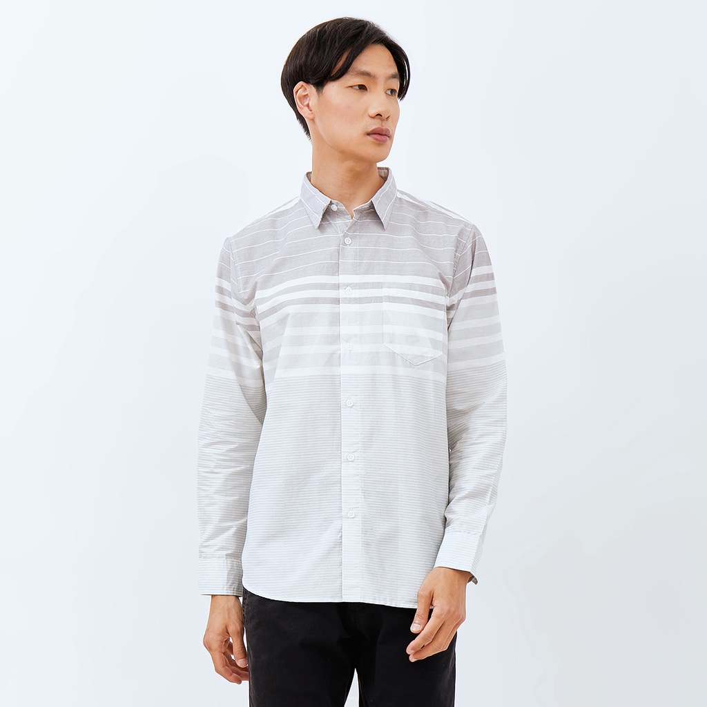 M231 Kemeja Pria Stripe Panjang Hijau Mint 2713A