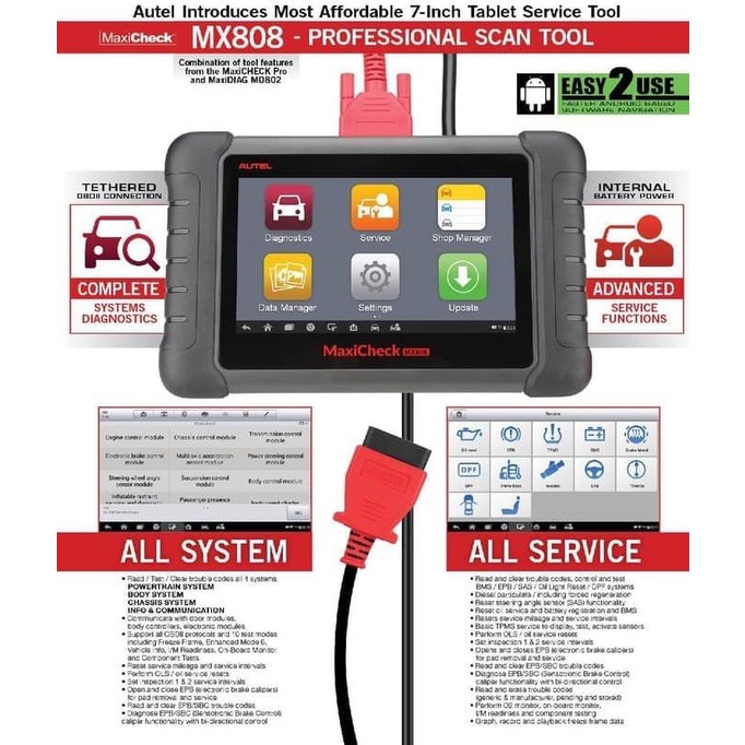 Scanner Mobil Autel Maxicheck Mx808 Obd2