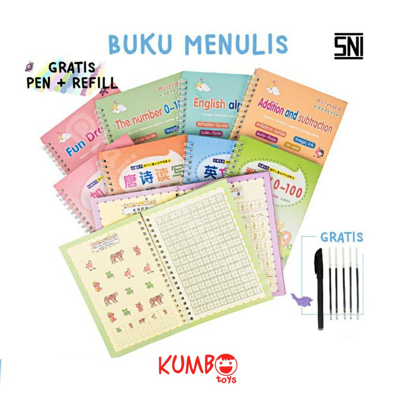 Buku Anak Belajar Menulis Pintar Ajaib Magic Book Angka Huruf English