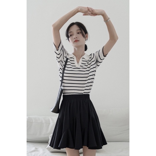 TOP KNIT POLO WANITA  LENGAN PENDEK MX716