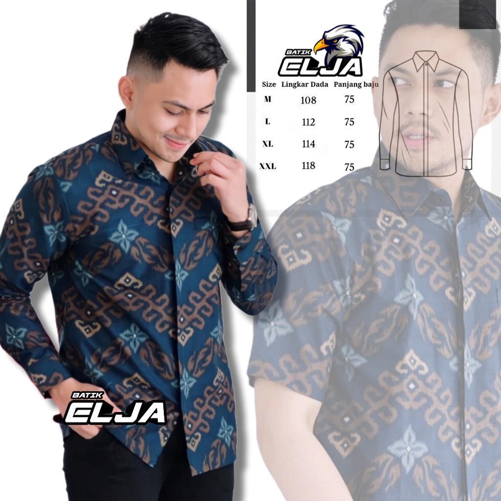 Baju Batik Pria Lengan Panjang Modern Laki Regular Cowok