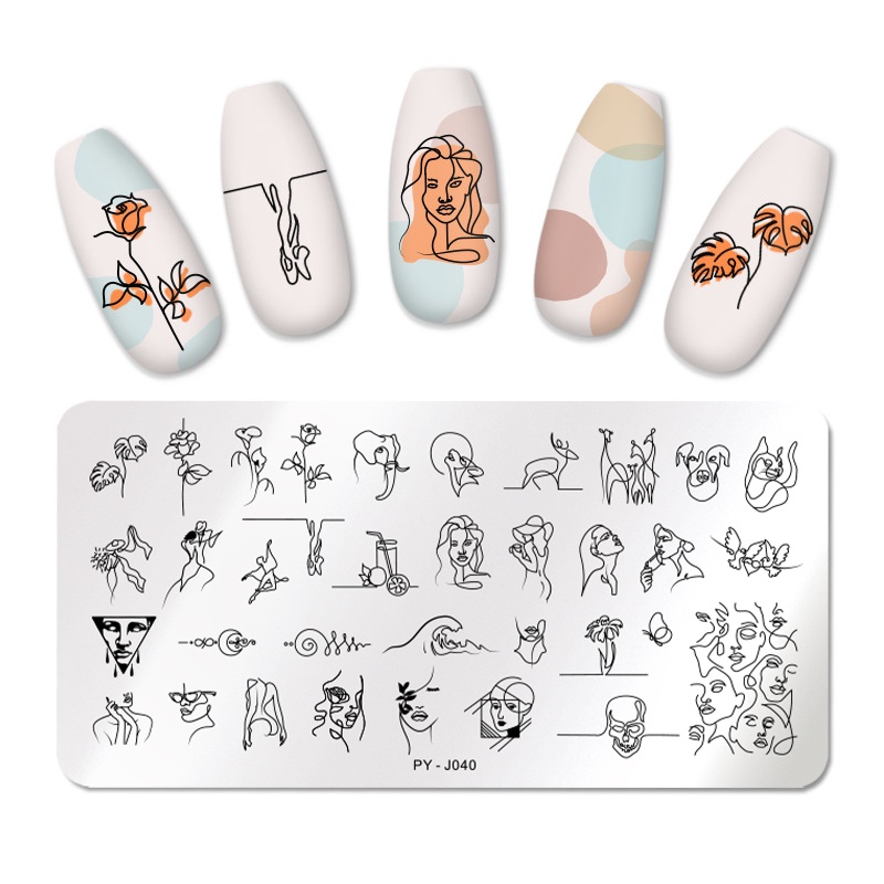 Cetakan Stempel Kuku Motif Geometri / Hewan / Buah Untuk Nail Art