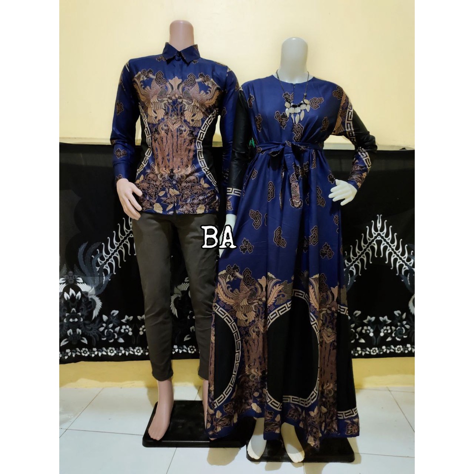 Gamis Batik Couple Merak | Gamis Batik Couple Baju Pasangan Katun Premium | Couple 2025