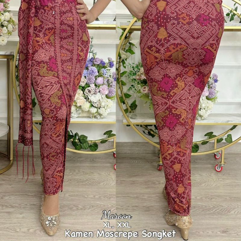 Rok Kamen Jadi Mostcreft motif Songket dan Selendang