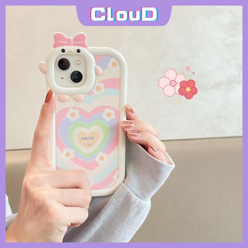 Kartun 3D Busur Little Monster Lensa Case Realme C21Y C25Y C31 C33 C11 C30 C35 C25 C15 C25s C1 C21 C2 C3 C17 Realme 9i 8i 7 8 9 5 5s 6i 5 7i Lembut Tpu Gradasi Love Hati Bunga Sarung Cover Sarung