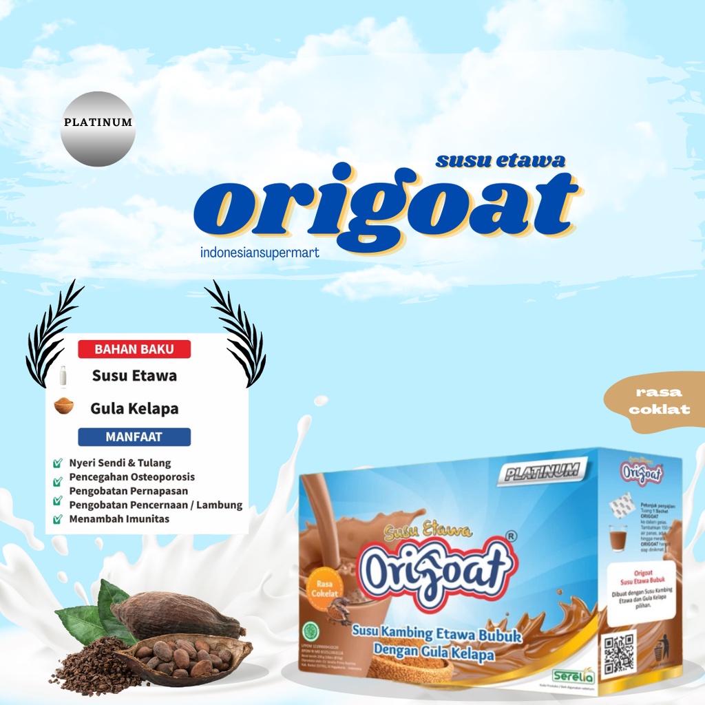 

Origoat Susu Etawa Platinum Menguatkan Tulang Persendian Rasa Coklat 10 sachet @ 25gr