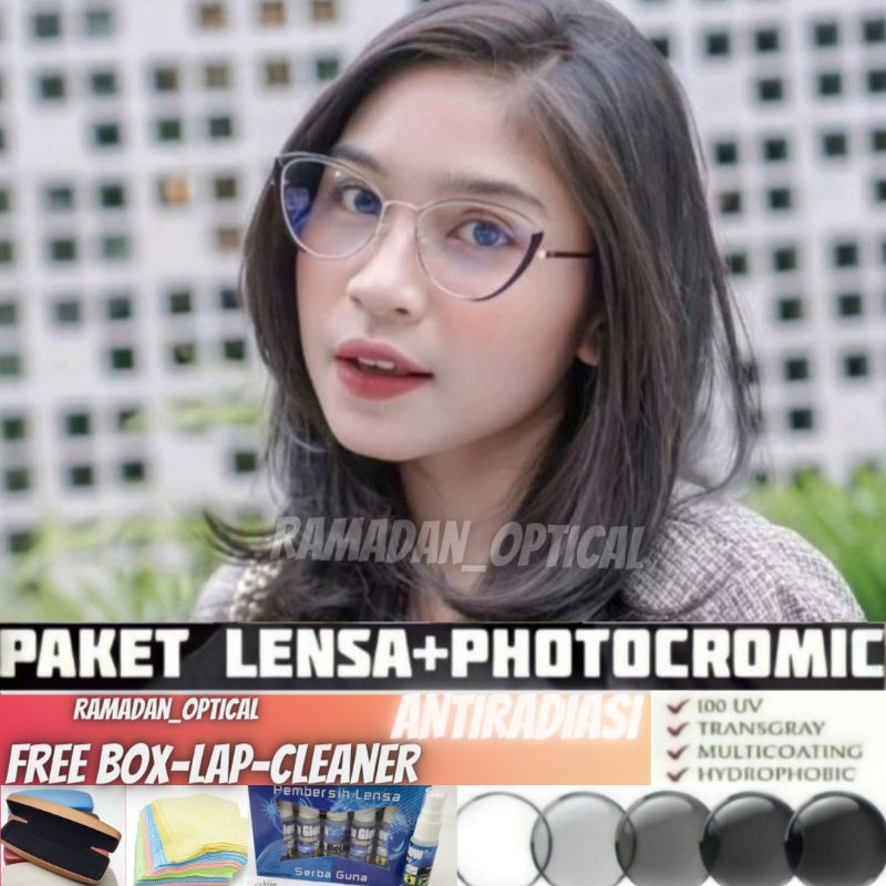 KACAMATA CAT EYE PREMIUM | KACAMATA MINUS GRATIS LENSA PHOTOCROMIC (PAKET FRAME+LENSA) KACAMATA ANTI