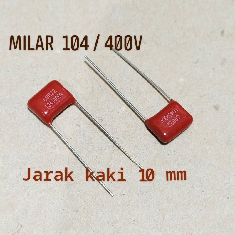 Jual Milar Capacitor 100nf 400v 104j / 400 volt kapasitor | Shopee ...