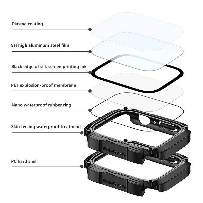 Case Pelindung Layar Tempered Glass Bumper Tahan Air Untuk Apple Watch Seri 8 7 6 5 4 SE2 45mm 41mm 40mm 44mm