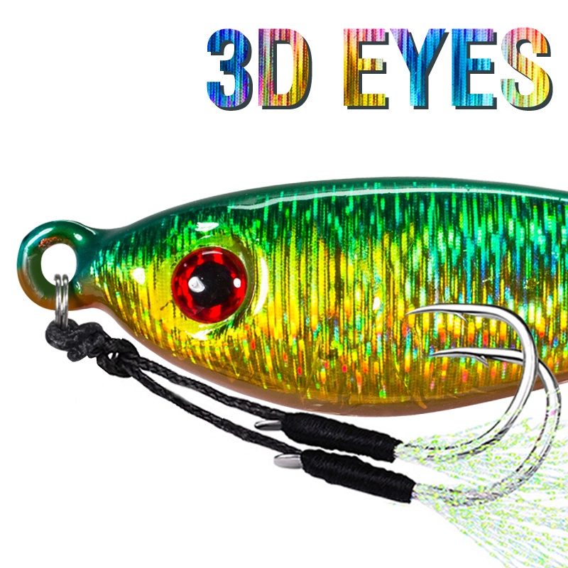 Umpan Pancing Tiruan Bentuk Ikan Bermata 3D 20g / 30g / 40g / 60g Dengan Kail Ganda