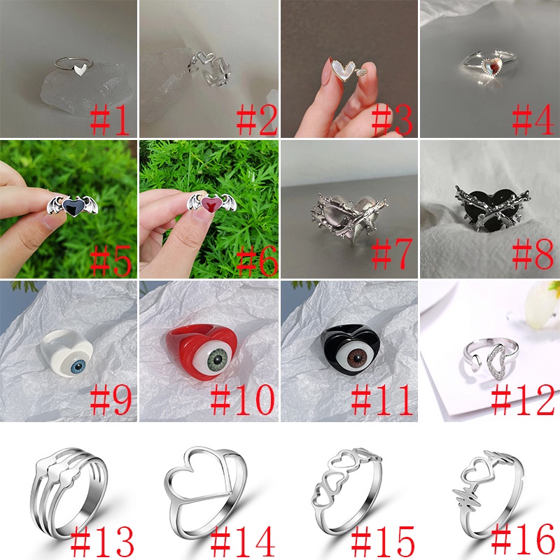 Cincin Model Terbuka Bahan Sterling Silver 925 Desain Hati Gaya Korea Adjustable Untuk Wanita