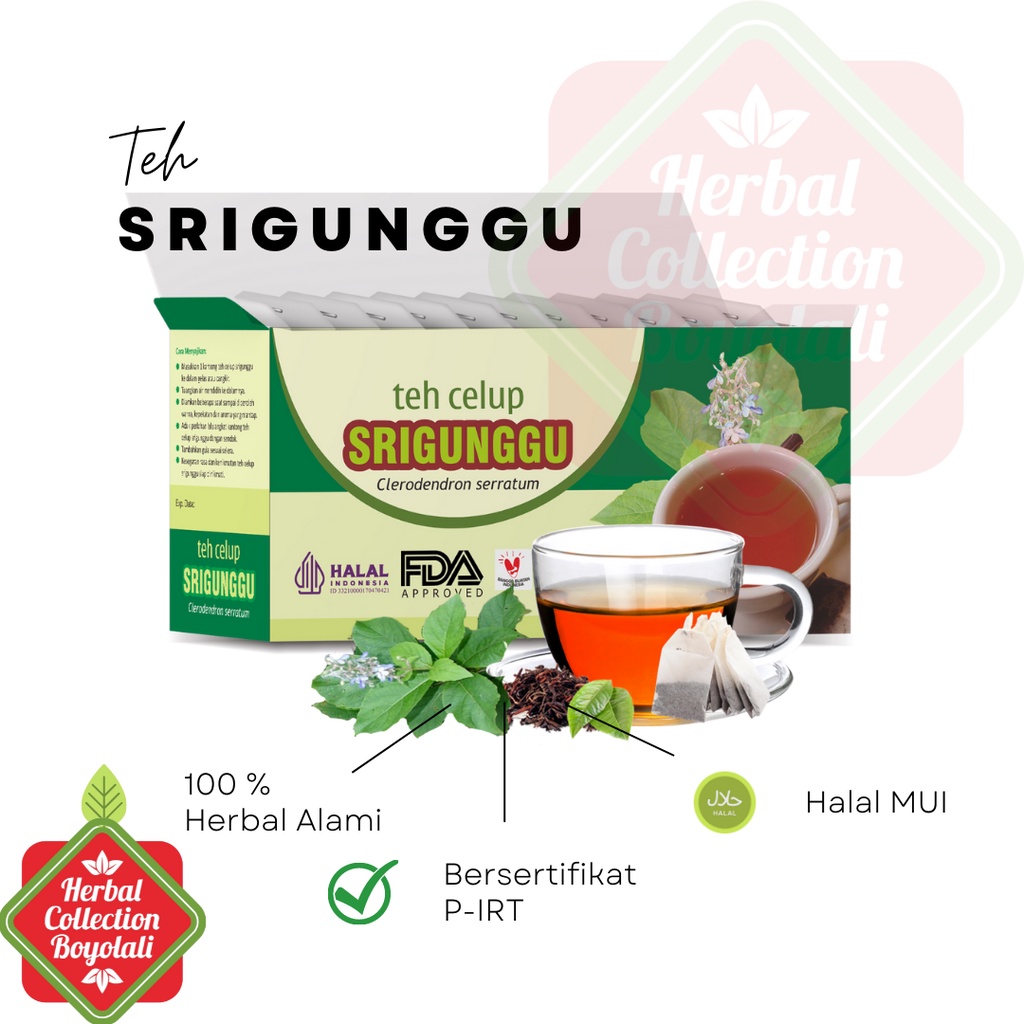 

Teh Herbal Srigunggu Celup Daun Srigunggu Isi 20 Kantung Tea Bag Obat Gurah Penghilang Dahak dan Lendir Original Halal BPOM Minuman Herbal Teh