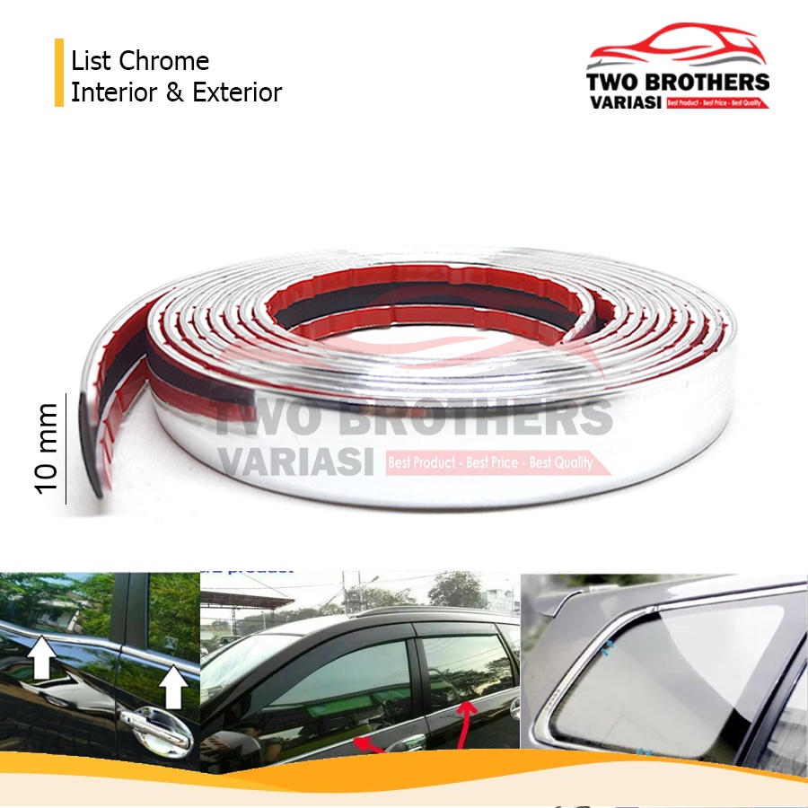 List Chrome List Pintu mobil dan Helm lebar 8mm x 15mtr