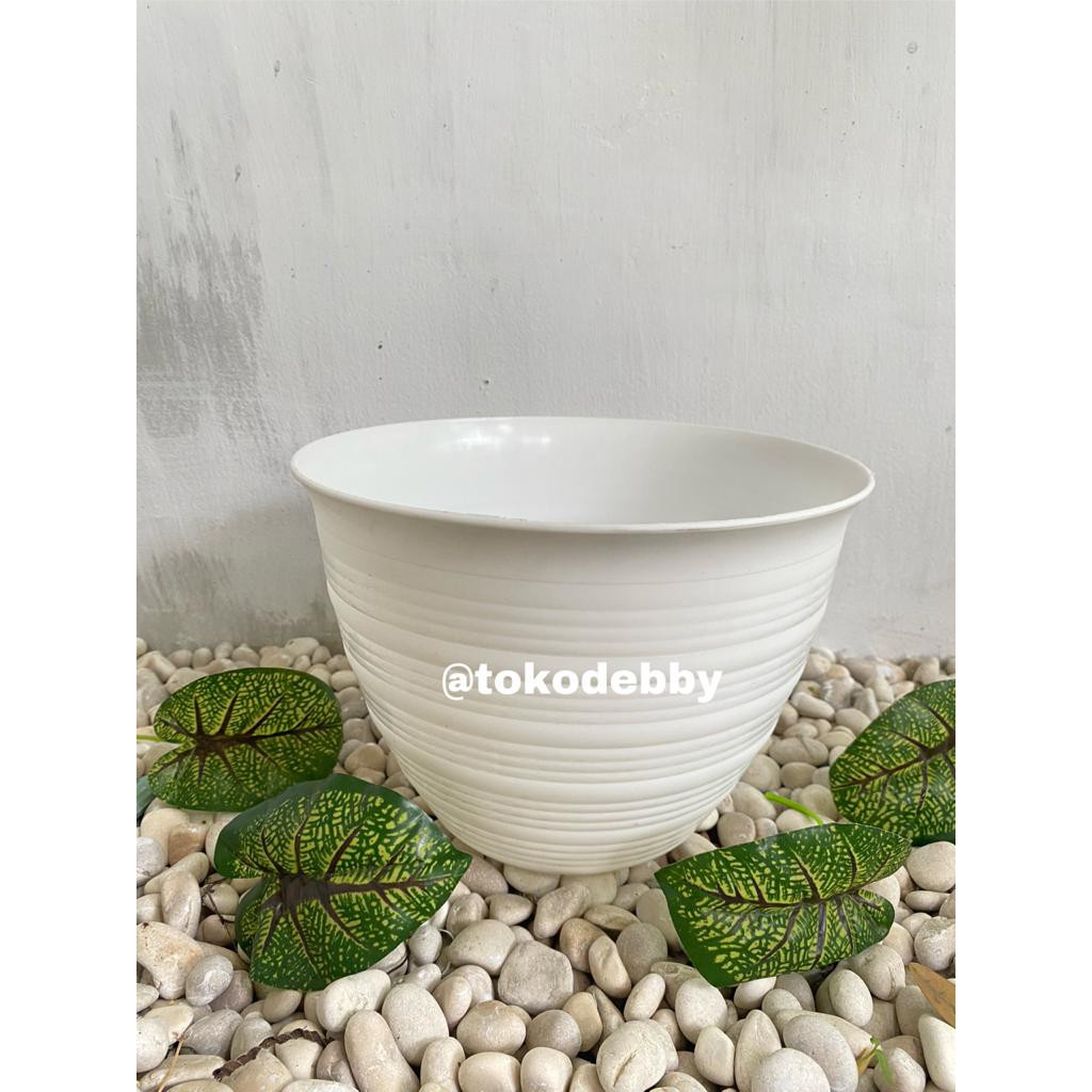 Pot Bunga KEONG Tawon 25 CM Putih Design Tawon