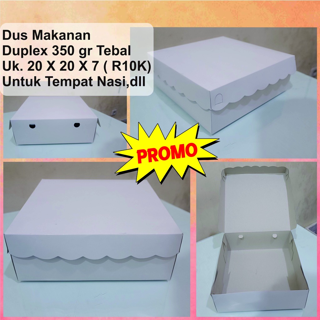 Promo!! BOX KATERING Duplex R10K / DUS NASI 20x20x7 / KOTAK MAKANAN CAKE TEBAL 350gsm - NON LAMINASI ( Min Order 10 pcs )