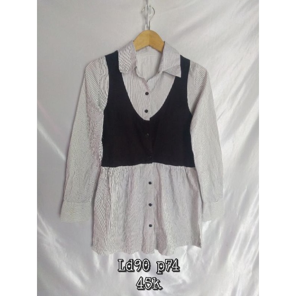 kemeja wanita blouse putih kemeja wanita flannel kemeja Korea kemeja vest Korea kemeja salur kemeja 