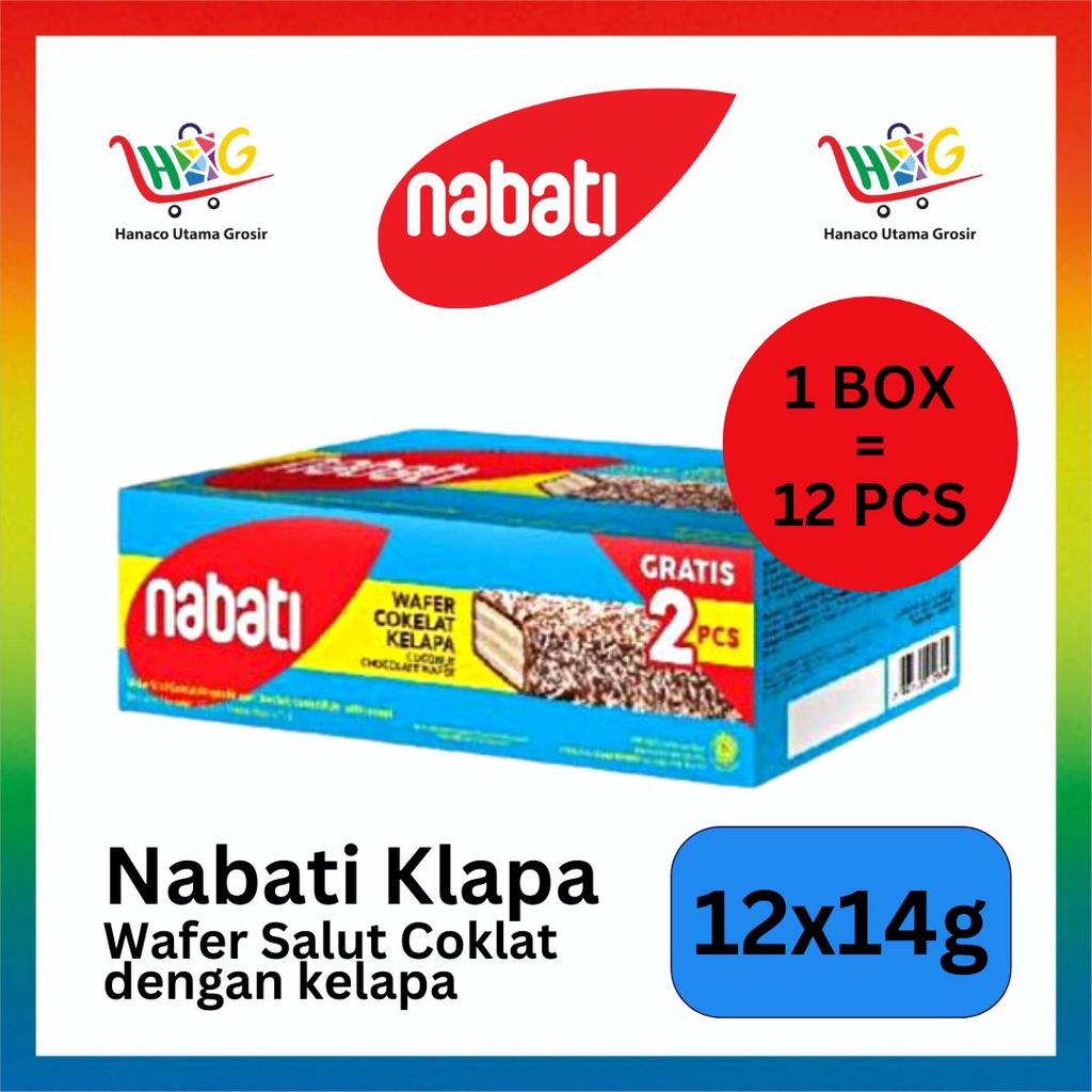 Nabati Coated Wafer Coklat / Coklat Kelapa 12x14 gram [ 1 PAK ]