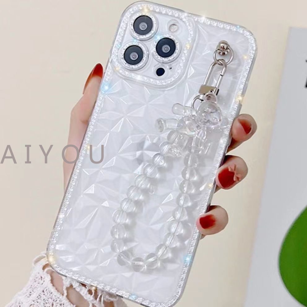 Soft Case Silikon Motif Beruang Dengan Rantai Untuk iPhone 14 Pro MAX 7 8 Plus 11 12 13 Pro MAX X XR XS MAX SE 2020 2022