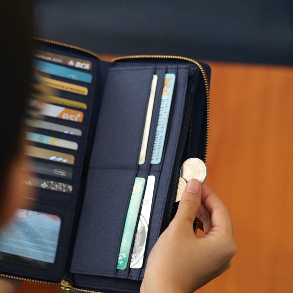 Dompet wanita panjang dompet cewek lipat hp dompet canvas wanita lucu long wallet dinamican supply