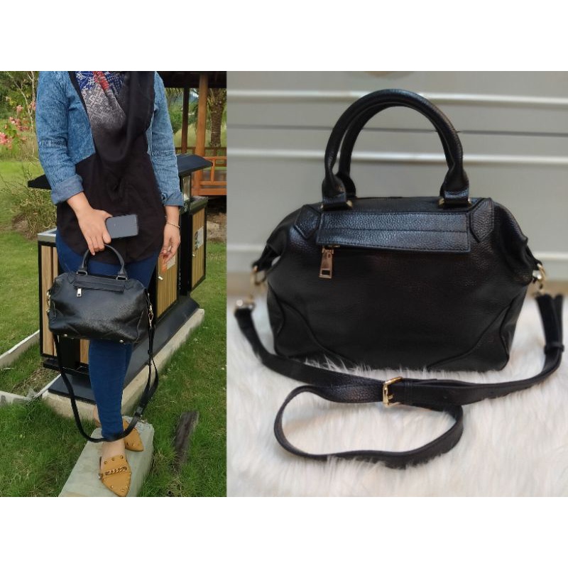tas wanita branded viney black tas kulit asli second/seken/bekas/preloved (harga net)